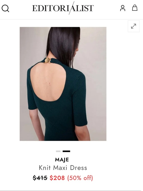 MAJE Bottle Green Knit Midi Sweater Dress 34/XS - Picture 2 of 15